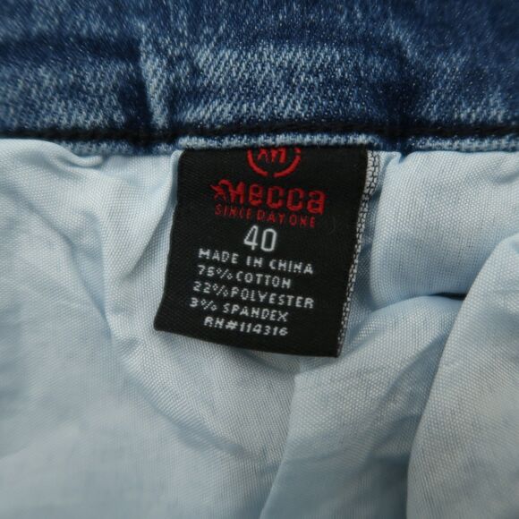 Mecca Moto Jeans Men's 40X32 Blue Stretch Fit Denim Zip Fly Acid Wash New NWT - Picture 5 of 13
